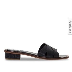 Vince Camuto Genuine Lizard/Leather Ydelle Slides Sandals Open Toe Black- Size 8